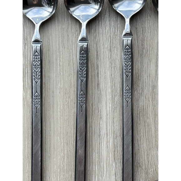 Vintage Salem Stainless Scrolls Iced Tea Spoons 7.5" Set of 8 Japan MCM Rare - Picture 10 of 14